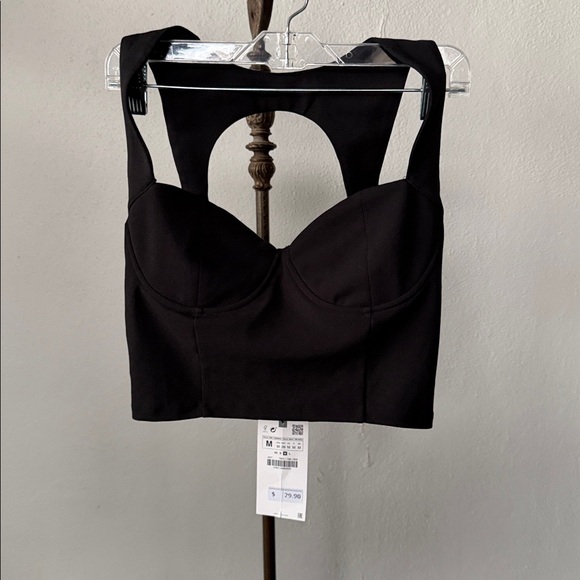 NWT Zara Black Bustier Top Womens Medium - Picture 2 of 5
